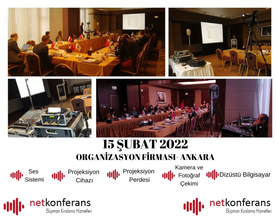 15 Şubat 2022 tarihinde Ankara'da düzenlenen organizasyonda ses sistemi, projeksiyon cihazı ve perdesi, dizüstü bilgisayarı, kamera ve fotoğraf çekimi hizmeti sağlıyoruz.
