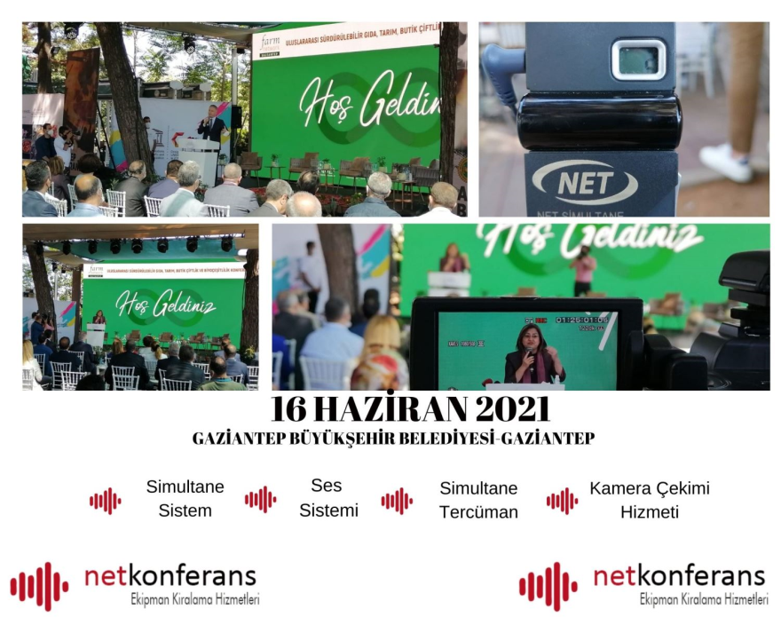 Gaziantep Büyükşehir Belediyesi’nin 16 Haziran 2021 tarihinde  Gaziantep'te  düzenlemiş olduğu organizasyonda Simultane Sistem, Ses Sistemi, Kamera ve İngilizce<>Türkçe Simultane Tercüman hizmeti sağladık.