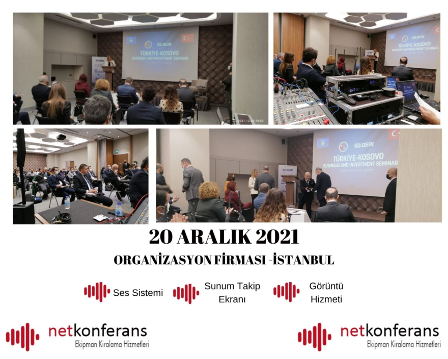 Organizasyon Firması'nin 20 Aralık 2021 tarihinde Konya'da düzenlenen organizasyonda ses sistemi, sunum takip ekranı ve görüntü hizmeti sağlıyoruz.