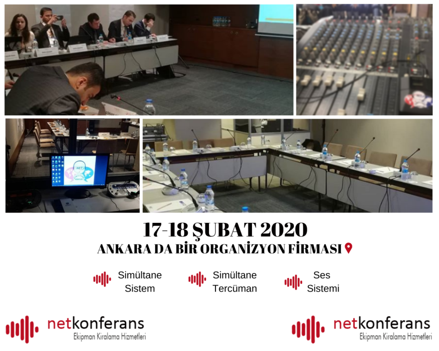 17-18 Şubat 2020 Tarihinde Ankara da düzenlenen organizasyonda Simültane sistem ve ses sistemi hizmeti sağladık.