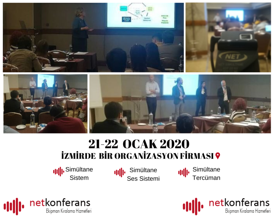 21-22 Ocak 2020 tarihinde İzmir’de düzenlenen bir organizasyonda simültane ve ses sistemi İngilizce <> Türkçe çiftinde simültane tercüman hizmeti sağladık. 