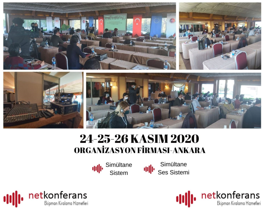 Organizasyon Firması’nın 24-25-26 Kasım 2020 tarihlerinde Ankara’da düzenlenen konferansı için simültane sistem ve ses sistemi hizmeti sağladık.