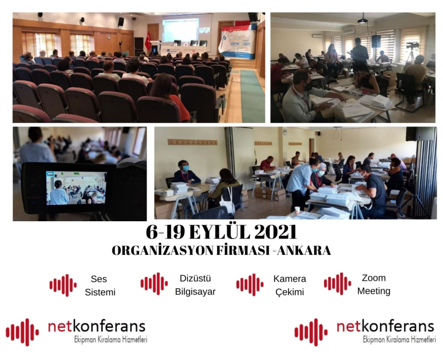 Organizasyon Firması’nın 6-19 Eylül 2021 tarihinde  Ankara’da düzenlemiş olduğu organizasyonda  Ses Sistemi, Dizüstü Bilgisayar,Kamera Çekimi ve Zoom Meeting  hizmeti sağladık.