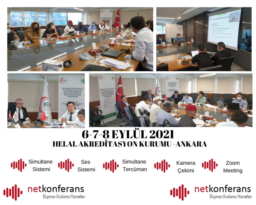 Helal Akreditasyon Kurumu’nun 6-7-8 Eylül 2021 tarihinde Ankara’da düzenlemiş olduğu organizasyonda Simultane Sistem, Ses Sistemi, Kamera Çekimi, Zoom Meeting ve Rusça<>İngilizce dil çiftinde simültane hizmeti sağladık.